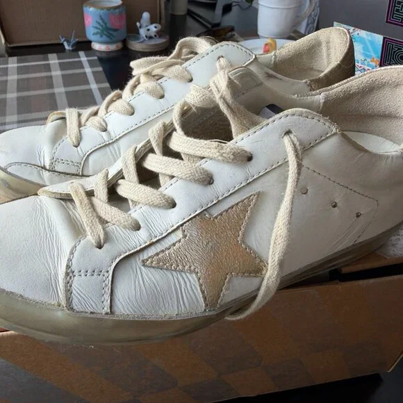Golden Goose Sneakers Women Size 6 White and Gold - Picture 4 of 8